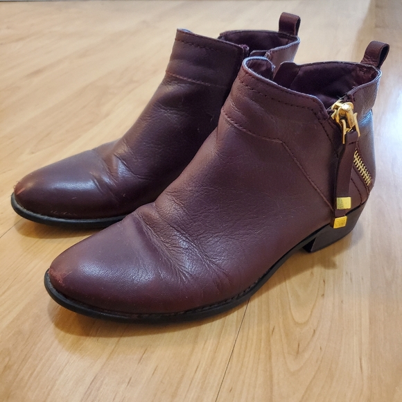Franco Sarto Leather Ankle Boots Maroon Size 8 - Picture 2 of 9